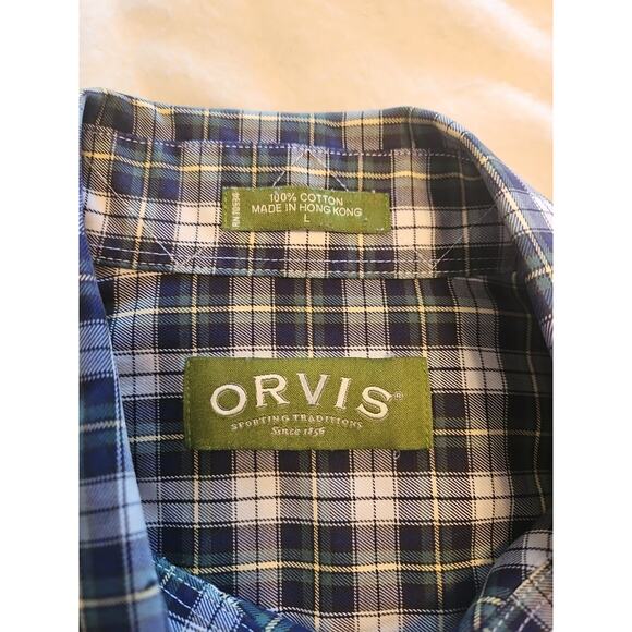 Orvis Long Sleeve Shirt LARGE Multi Color Plaid Oxford Button Front Mens - Picture 5 of 6